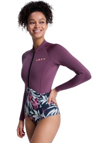 Roxy-Swell Natural 1mm Frontzip Longarm Shorty