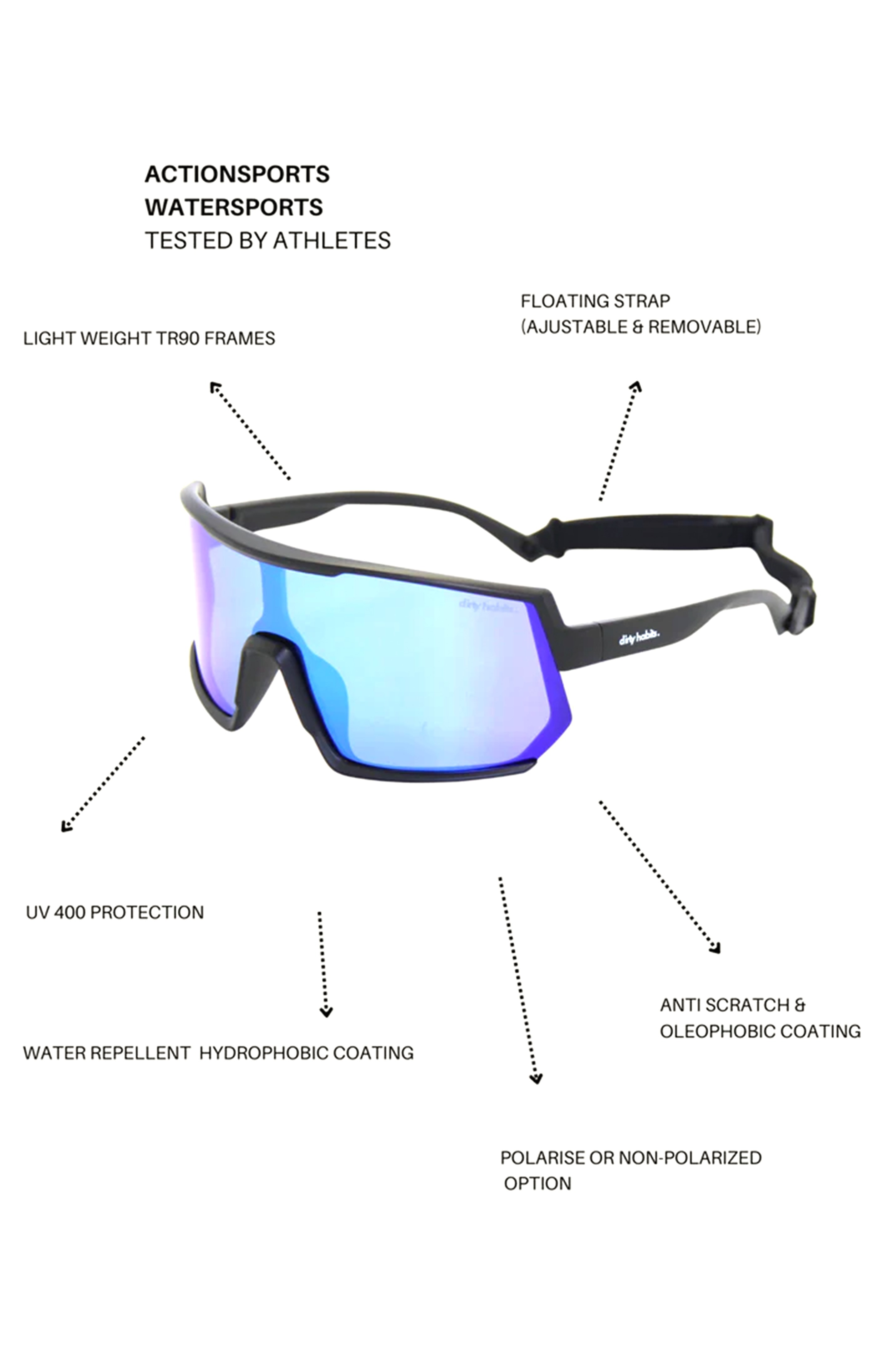 Dirty Habits-Ride Polarised Watersports Sunglasses